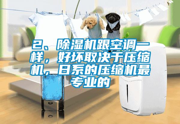 2、除濕機(jī)跟空調(diào)一樣，好壞取決于壓縮機(jī)，日系的壓縮機(jī)最專業(yè)的
