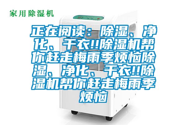 正在閱讀：除濕、凈化、干衣!!除濕機幫你趕走梅雨季煩惱除濕、凈化、干衣!!除濕機幫你趕走梅雨季煩惱