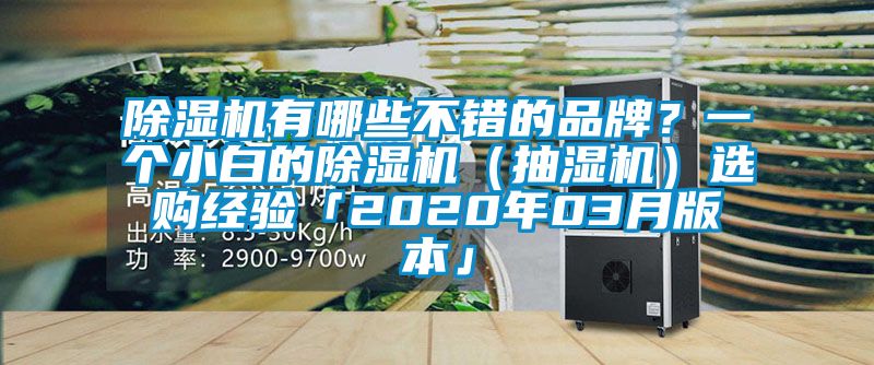 除濕機有哪些不錯的品牌？一個小白的除濕機（抽濕機）選購經(jīng)驗「2020年03月版本」